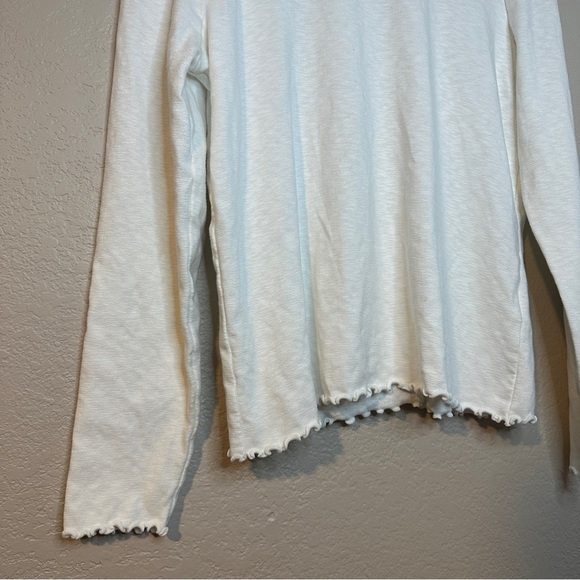 Madewell Long Sleeve Baby Tee Bright Ivory White 90s Retro Lettuce Trim Soft - Picture 5 of 9